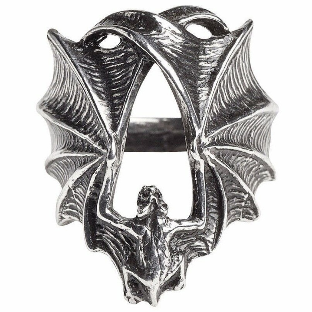 Alchemy Gothic Ring Outstretched Hugging Bat Sizes 7-12 NWT